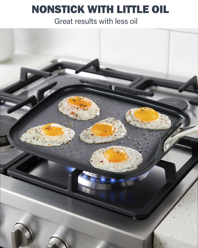 Cooks Standard مقلاة مربعة غير لاصقة من كوكستاندارد 11 × 11 بوصة، أواني طهي مؤكسدة صلبة، سوداء - Image 4